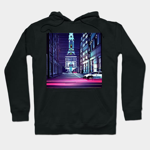 Hamburg Jungfernstieg Cyberpunk Hoodie by Crestern